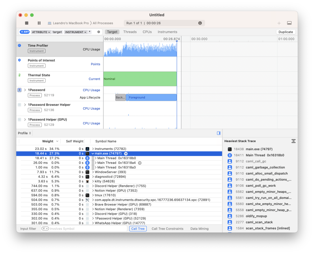 macOS Instruments